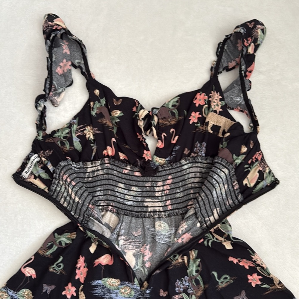 Reformation | Emmaline Mini Dress Brasilia Animal Print Sundress Black (2) - Picture 12 of 16